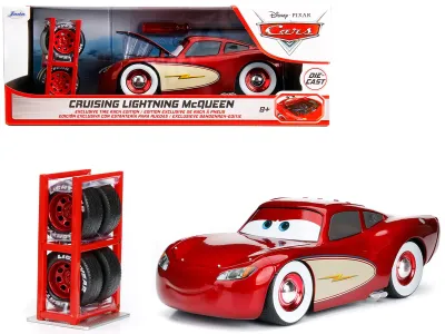 Jada Toys 98033 - Cruising Lightning McQueen Red Metallic with Extra Wheels Di