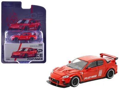 Pop Race PR64-PRE016 - Mazda RX-8 RE-Amemiya RHD (Right Hand Drive) Red with Graphi