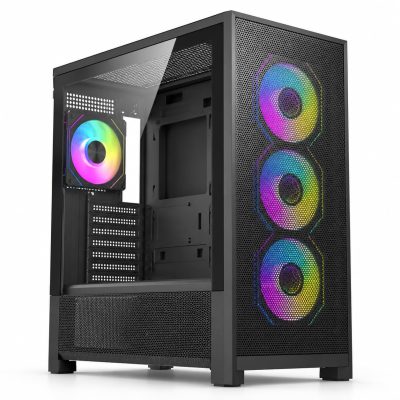 DARKFLASH DF-A400-BK-4F - darkFlash AIR400 DF-A400-BK-4F E-ATX Mid Tower PC Case, 4 AR
