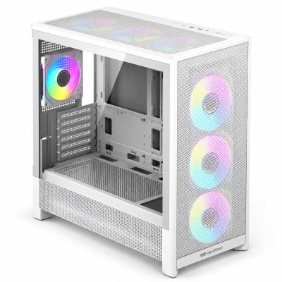 DARKFLASH DF-A400-WH-4F - darkFlash AIR400 DF-A400-WH-4F E-ATX Mid Tower PC Case, 4 AR